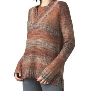 PRANA Clause Marled Knit V Neck Sweater in Sundried Terracotta - Size XS
